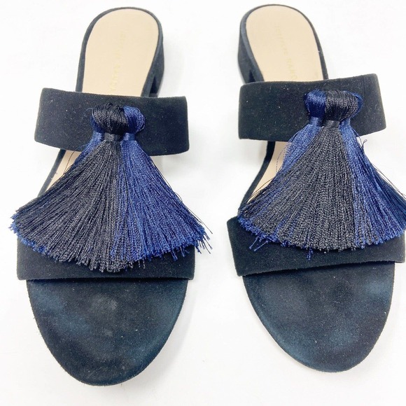 Loeffler Randall Black Sandals with Blue Tassels - Picture 1 of 8